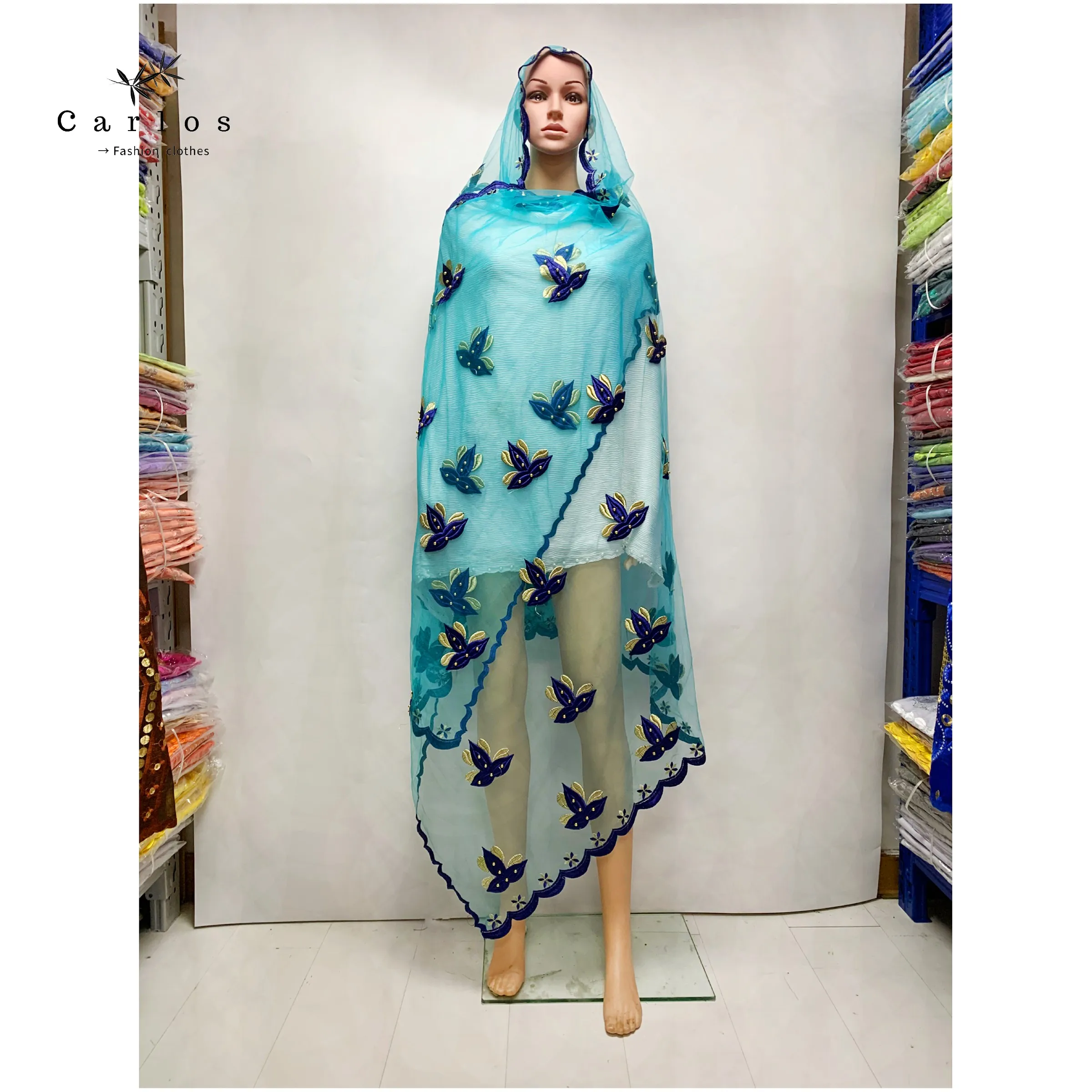 Женский хиджаб в африканском стиле новый материал стереоскопическая вышивка