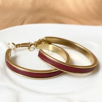 leather mosaic groove metal large round huggie hoop earrings for women fashion openhanded circle statement earrings jewelry