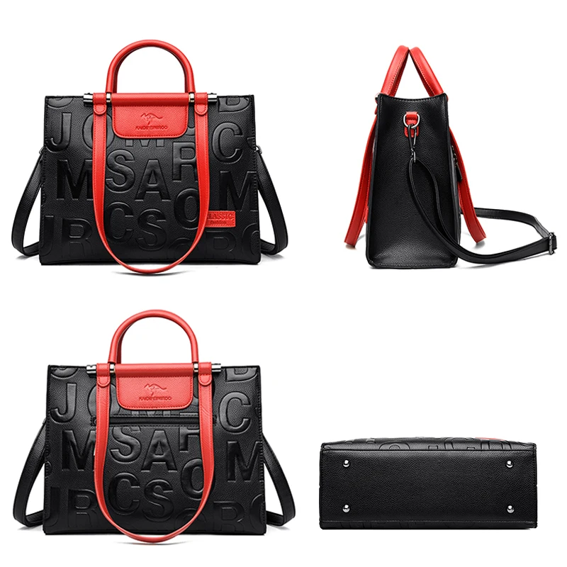 Женские качественные кожаные сумки через плечо с буквенным принтом для женщин 2023