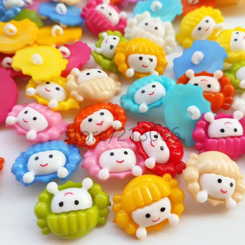 suoja 23MM 40pcs love girl kids Dyed plastic buttons coat boots sewing clothes accessory garment button