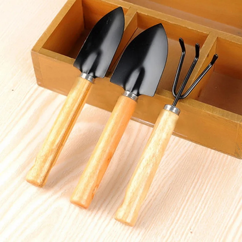 

3Pcs Mini Shovel Rake Set Shovel for Plants Bonsai Tools Garden Mini Hand Tools Miniature Planting Set Wooden Handle Spade Set