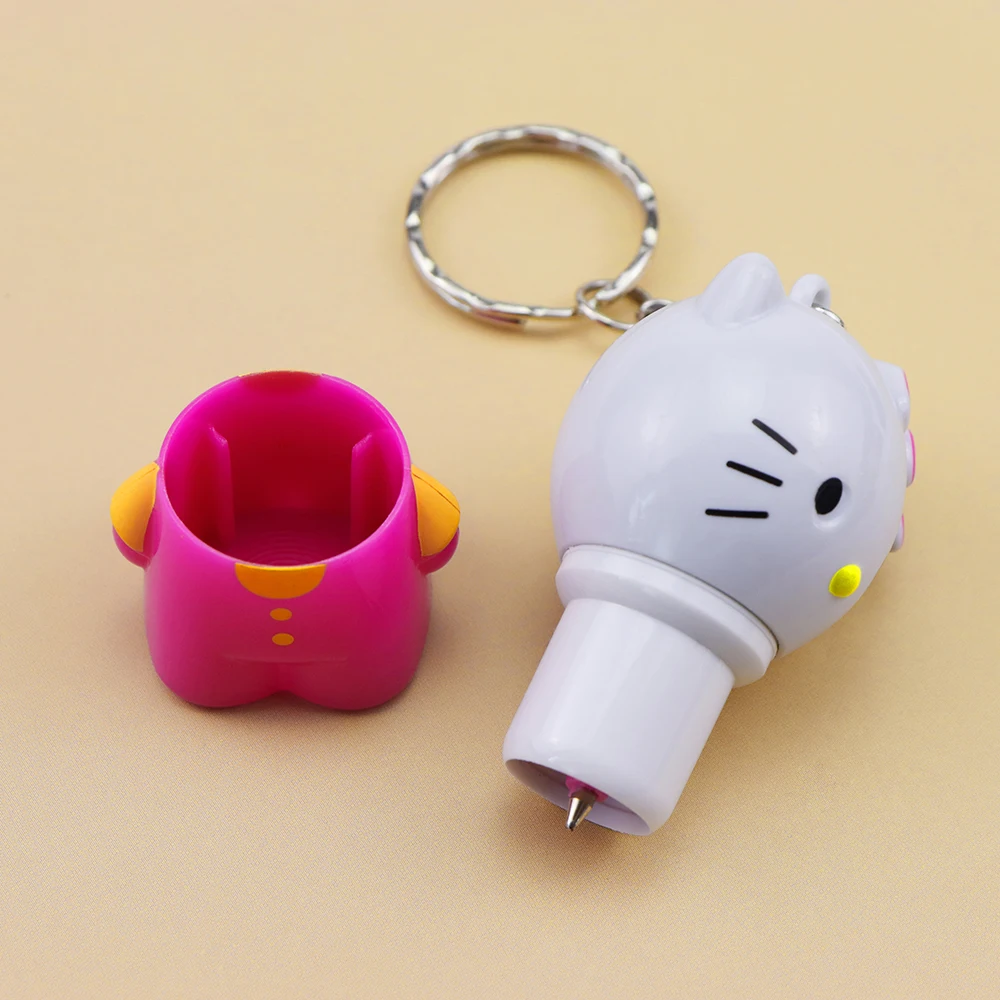 Kawaii выдвижная ручка 0,7 мм синие Бусины мультфильм супер милый маленький котенок Выдвижная Подарочная шариковая ручка для детей/Декор для ключей