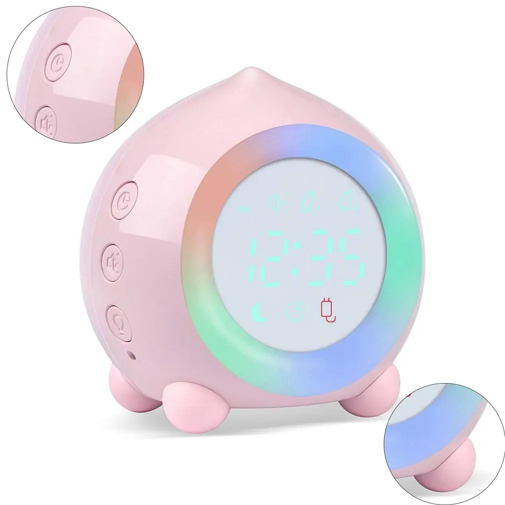 

Children's Digital Alarm Clock Sunrise Simulator With Colourful Lights Quiet Without Ticking Energy Saving Clock