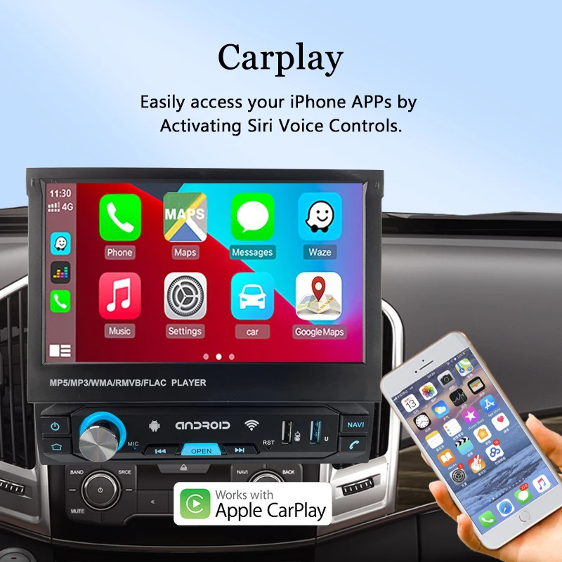 Автомобильное радио 1 Din Bluetooth 7 дюймов FM Carplay 3 USB Android Mirror Link MP5 плеер GPS навигация WIFI