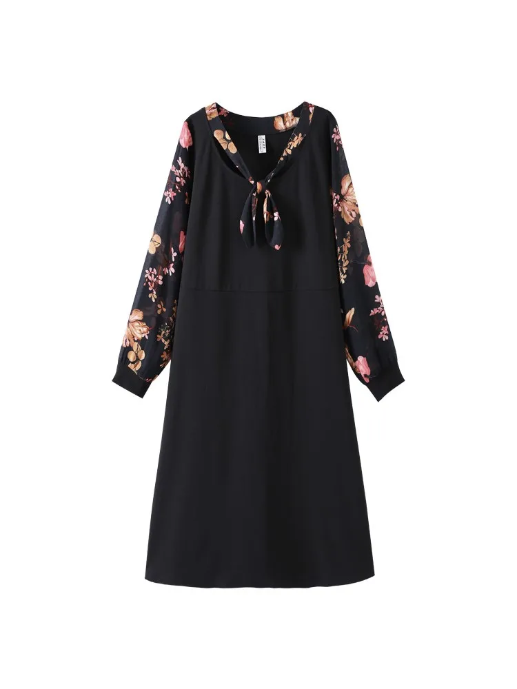 

Женское платье-трапеция с длинным рукавом, с цветочным принтом