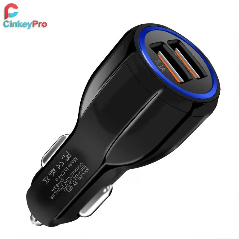 Black Быстрая зарядка 3,0 Автомобильное зарядное устройство для iPhone samsung XiaoMi Dual USB светодиодный светильник автомобильное зарядное устройство Быстрая зарядка мобильный телефон Универсальный - Тип штекера: Black