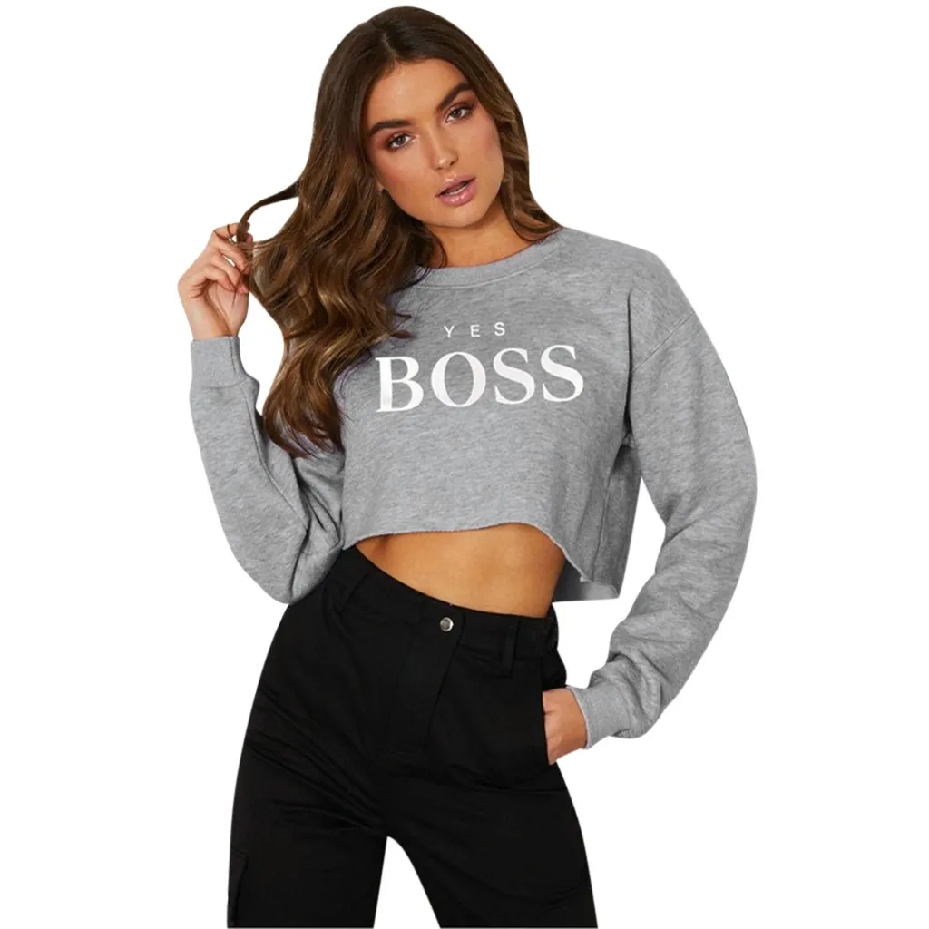 Толстовка для женщин 2019 короткие пуловеры свитшоты Женские повседневные с