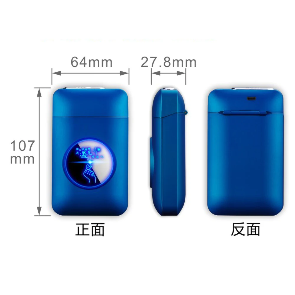 

Resin Metal Capacity Cigarette Case Box With USB Electronic Lighter 19PCS Holder Electric Plasma Arc Men Gifts