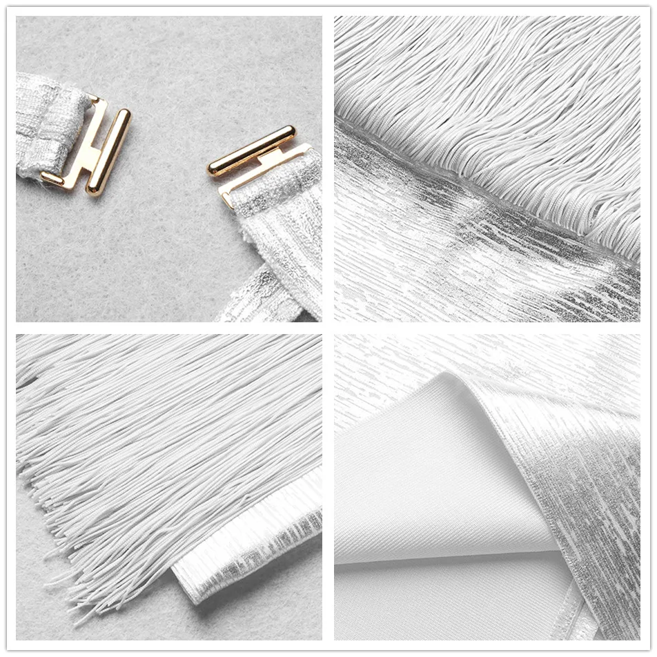 Женское вечернее платье с бахромой серебристое облегающее металлической в стиле