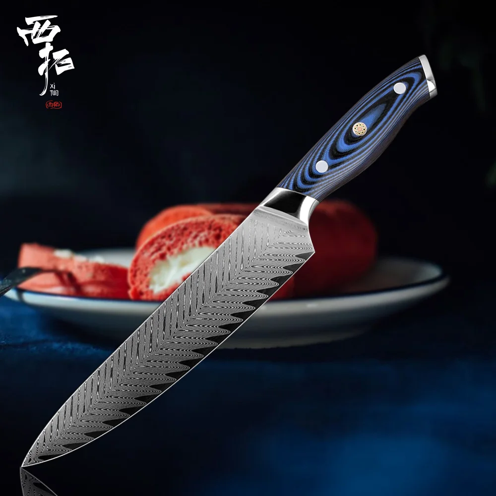 Chef Knife XITUO дамасский поварской нож VG10 острый японский Sankotu Кливер Boning Gyuto нож для очистки овощей инструмент для приготовления пищи высококлассная ручка - Цвет: Chef Knife