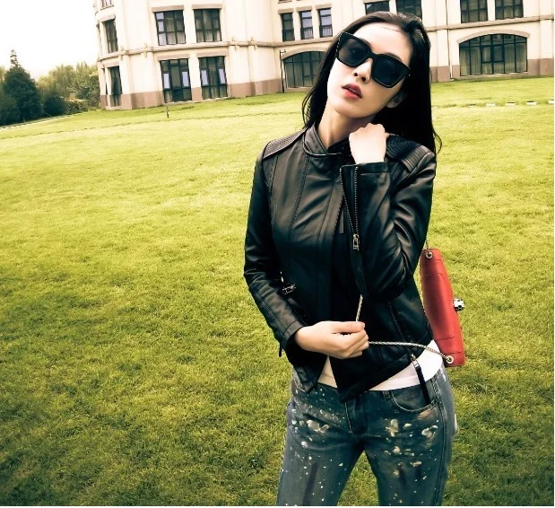 Оптовая продажа женское облегающее пальто из натуральной кожи модная байкерская