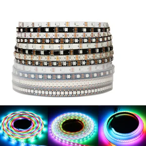 DC 5V 1m5m roll ws2812b ws2811ic Built-in 5050 smd rgb strip Individually addressable 3060144m led pixel BlackWhite PCB