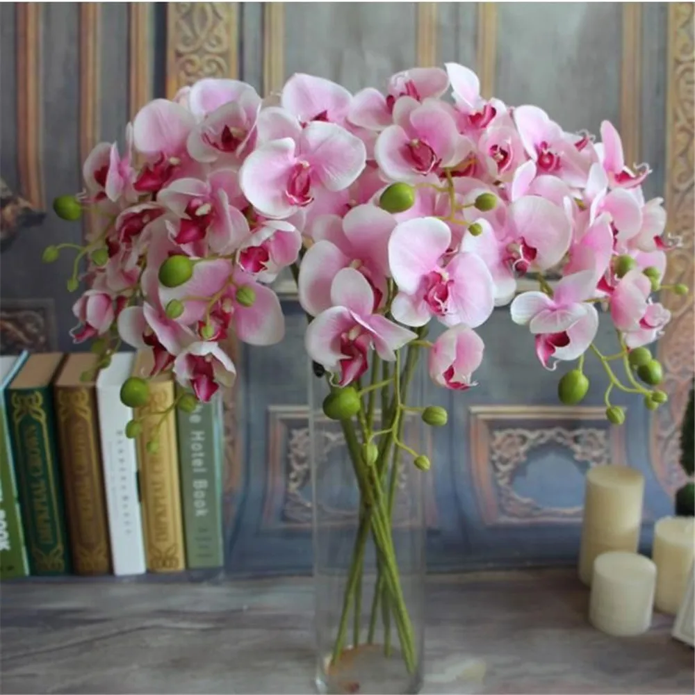 Beste Elegant Wit 78 Cm Lengte Kunstzijde Phalaenopsis Vlinder Orchidee Blad Pot Bloemstuk Voor Bruiloft Verjaardag Decor