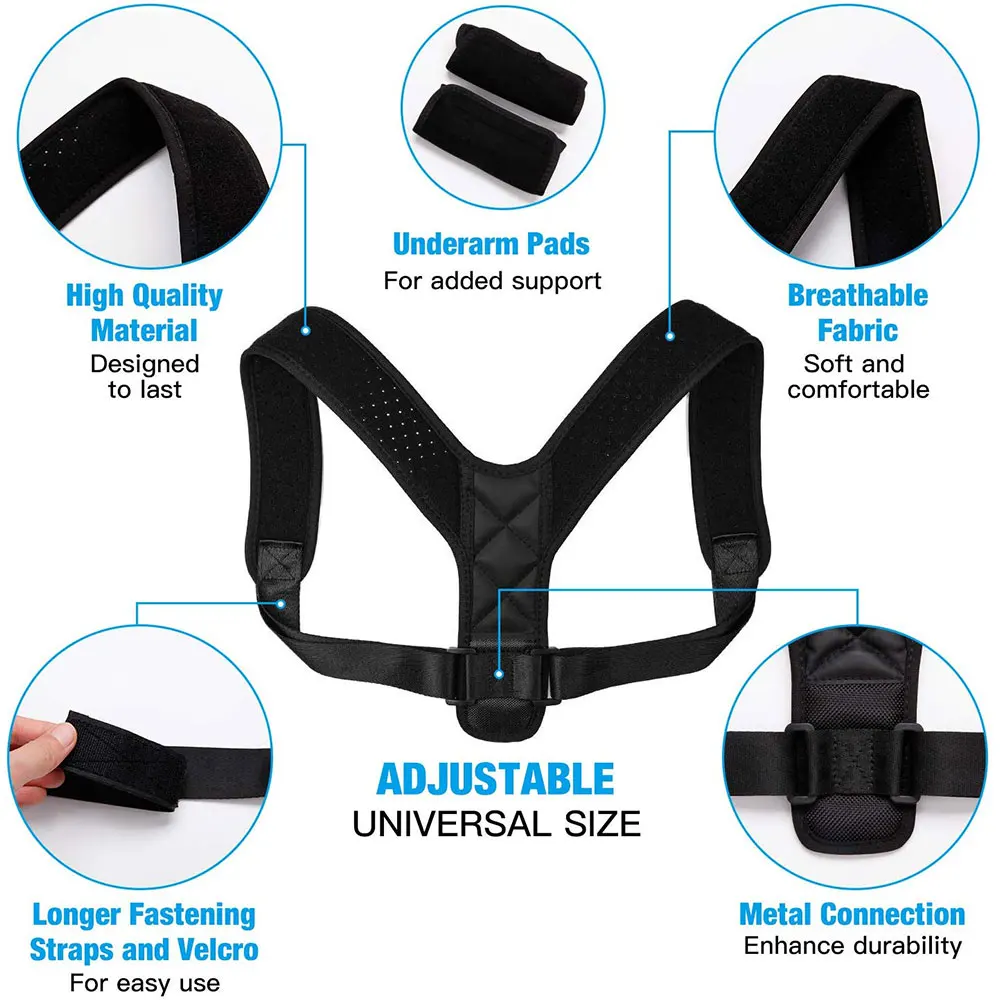 Регулируемый бандаж пояс для поддержки плеч и спины Корректор осанки ключицы