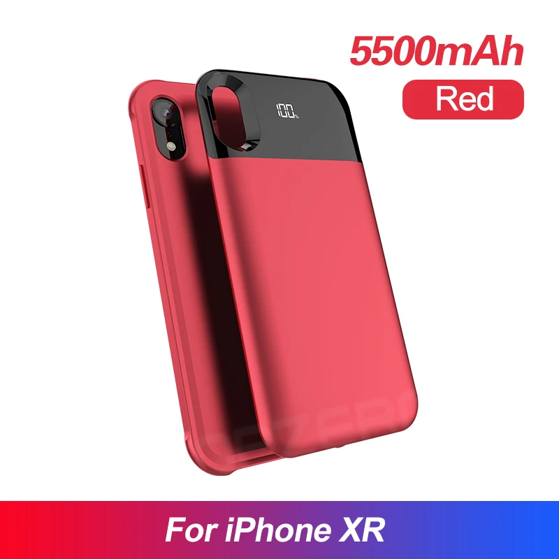 Red For XR Чехол для зарядного устройства для iPhone XS MAX XR XS X, отдельный чехол для аккумулятора, беспроводной зарядный внешний аккумулятор, светодиодный чехол с цифровым дисплеем - Цвет: Red For XR