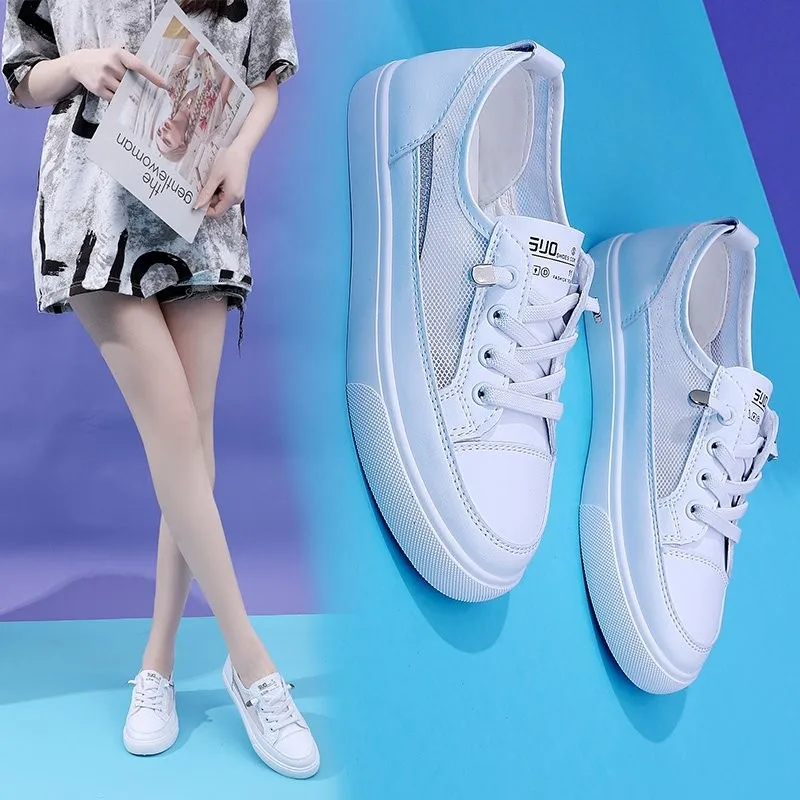 Women Genuine Leather Sneakers White Casual Shoes Fashionable Comfortable Vulcanized Shoe Woman Lace-up Flats Autumn Sneaker