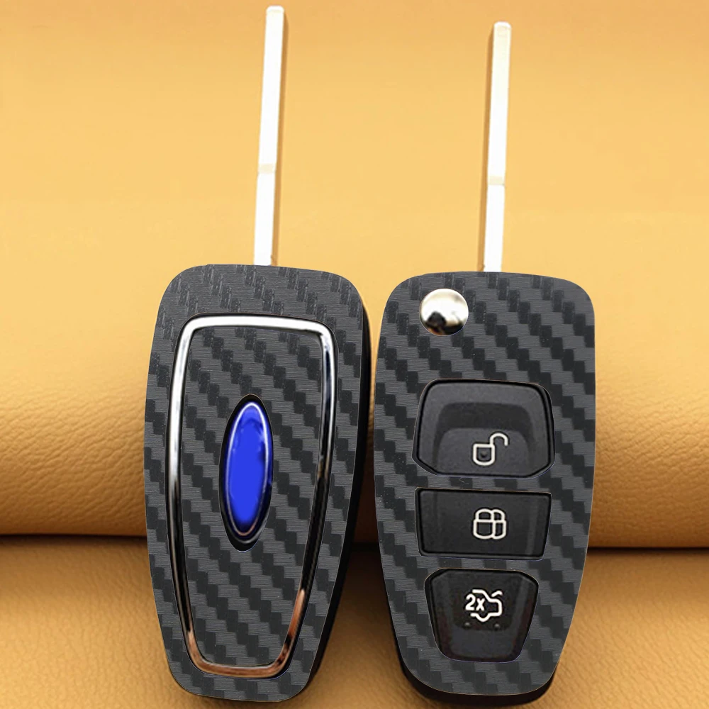 

For Ford Focus Carbon Fiber Self Adhesive 1 Set Key Case Modification Sticker Car Key Accessories