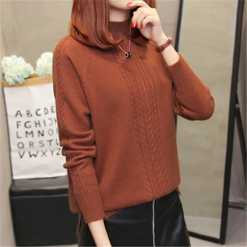 Осенний свитер Женский Зимний пуловер теплый тканевый удобный модный вязаный