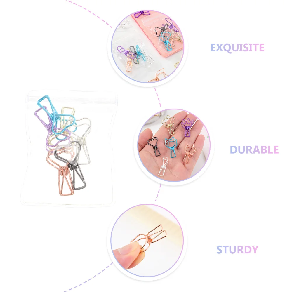 

12pcs Heart Shaped Metal Small Clip Folder Clip Paper Clip Office Clip