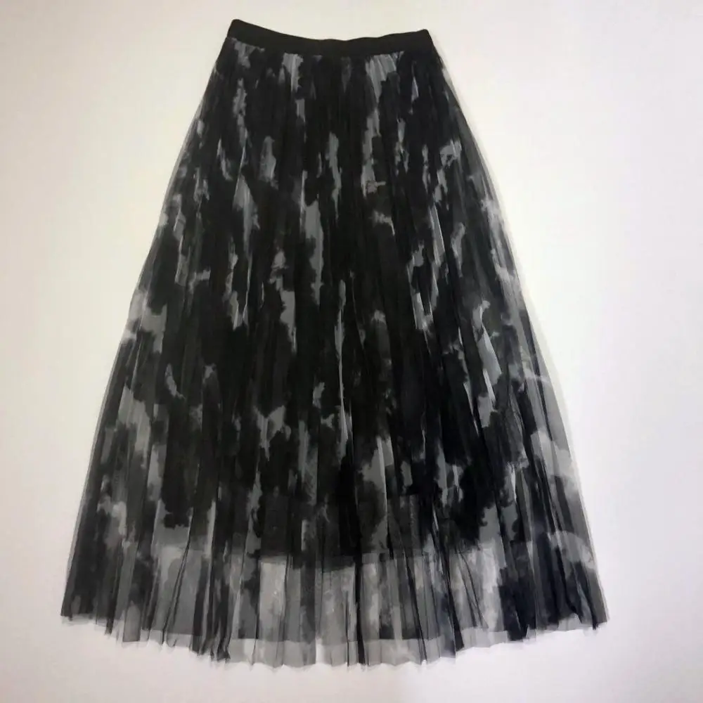 REALEFT Новинка 2020 весенне летние винтажные сетчатые трапециевидные юбки с принтом