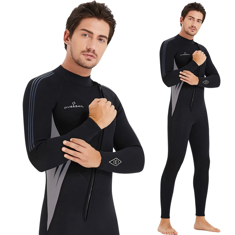 3MM Men Neoprene Men's Full Body Wetsuit Long Sleeves Dive Suit - Perfect For Swimming Scuba Diving Snorkeling Surfing Black