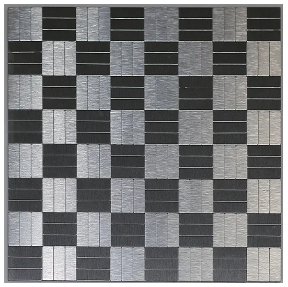 

11 PCS Self Adhesive Seamiless Silver Black Aluminum Metal Mosaic Stainless Steel Backsplash Kitchen Wall Tile SMJ075