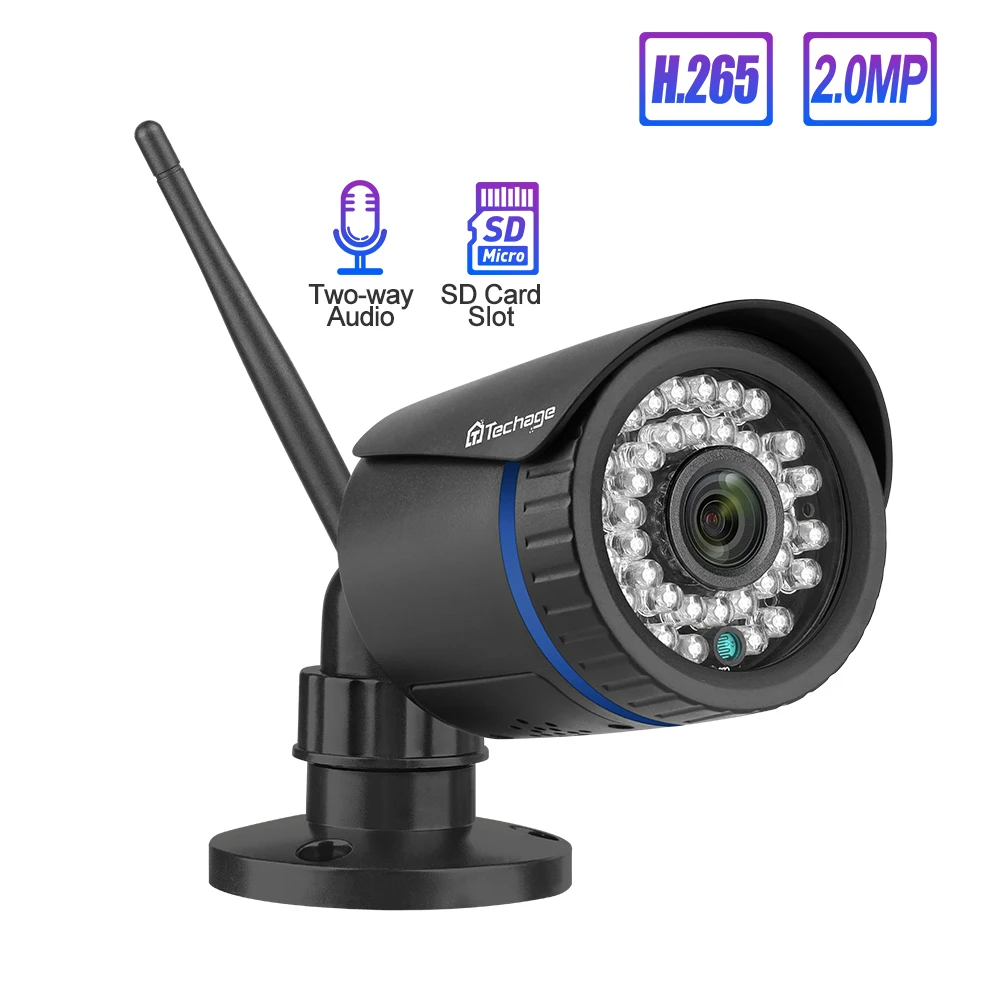 Techage 1080P Wi-Fi 2-полосная аудио звук SD карты запись охранного видеонаблюдения для домашнего применения Беспроводной IP Камера 32 Гб Ночное видение видео наблюдения