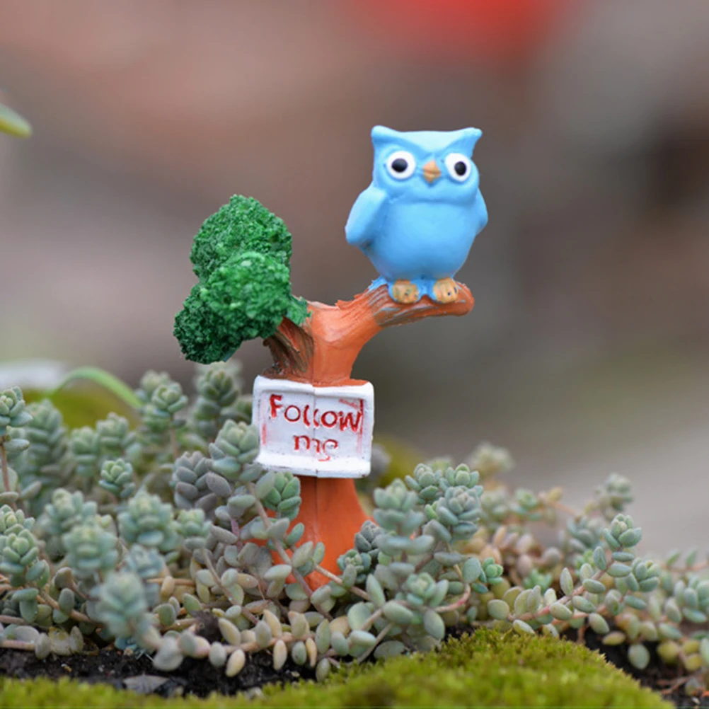 1Pc DIY Resin Owl &amp Tree Branch Mini Crafts Miniatures Fairy Garden Ornaments Bonsai Micro Landscape Decoration | Дом и сад