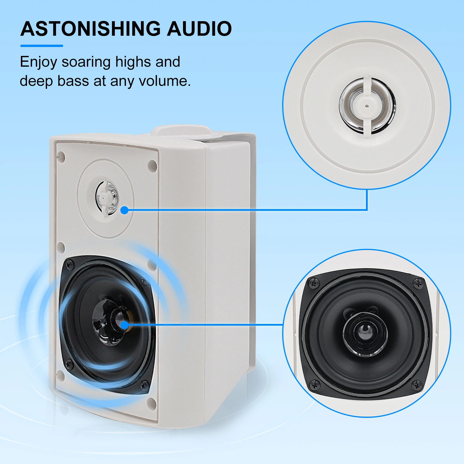 $126.48 Herdio 4'' Full Range Outdoor Bluetooth Speakers Waterproof Patio Deck Wall Mount Speakers For Garden Patio Home Swimming pool