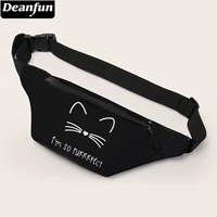 deanfun waist bag 3d printed cat fanny pack elegant balck pouch bag for men and women 18058