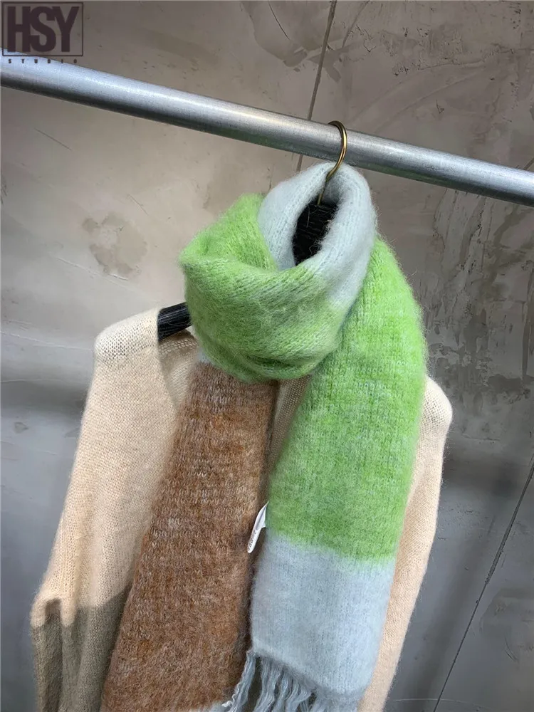 【HSY】2019 Осень Зима Новый женский длинный рукав v образный вырез контрастная