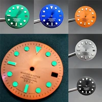 28 5mm green luminous watch dial date widow for nh35nh36 automatic movement diving dial accessories