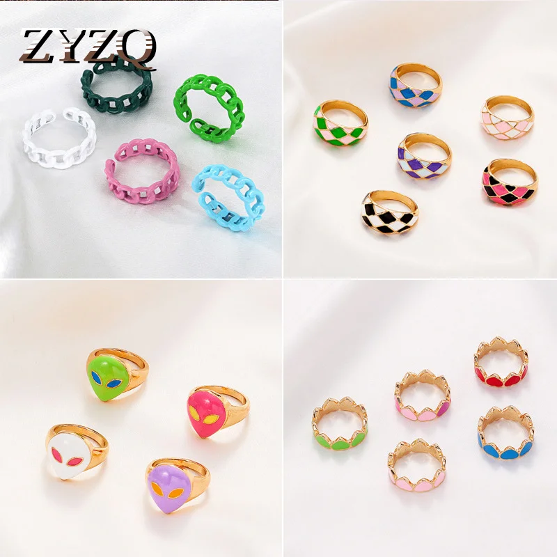 Кольцо ZYZQ женское Двухслойное эмалированное винтажное ювелирное изделие с