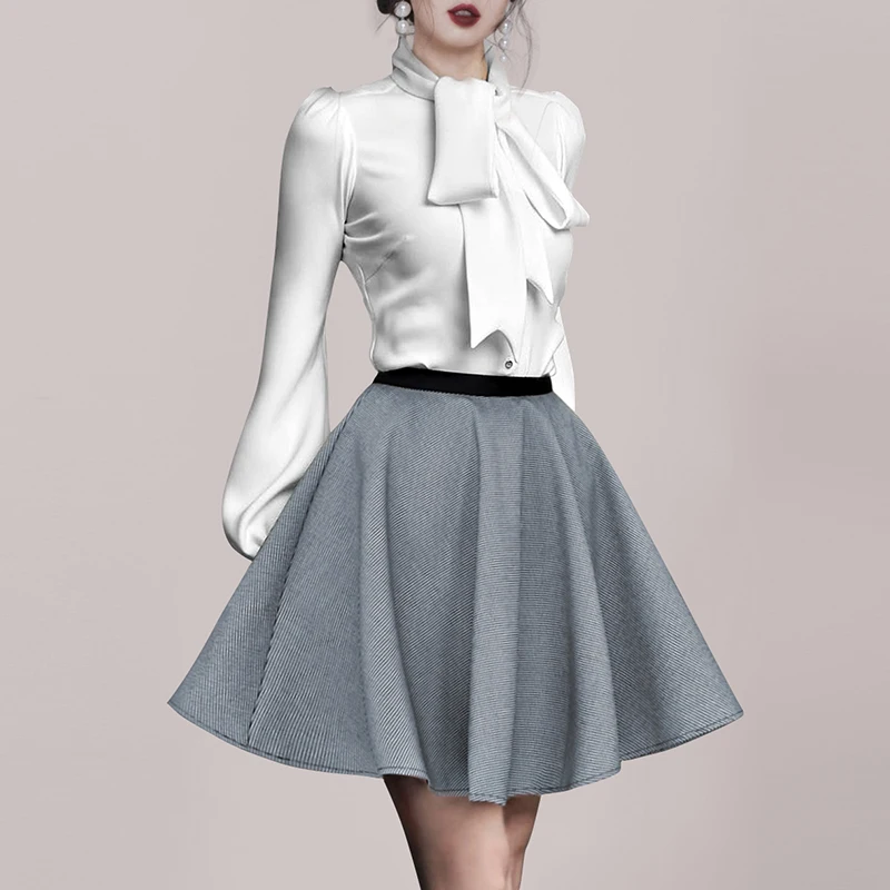 Max Spri 2019 Новый Модный комплект из 2 предметов с бантом детали рубашки длинным