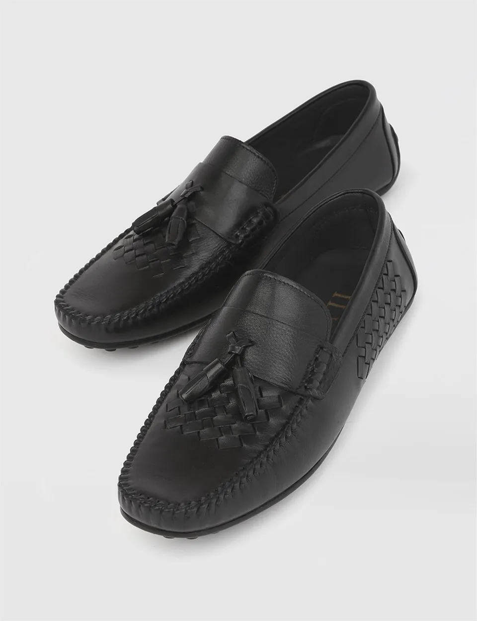 

ILVi-Genuine Leather Handmade Lucas Black Leather Men's Moccasin Men Shoes 2021 Spring/Summer