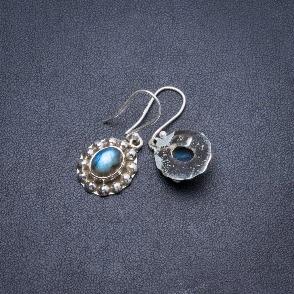 

Natural Labradorite Handmade Unique 925 Sterling Silver Earrings 1.25" Y2672