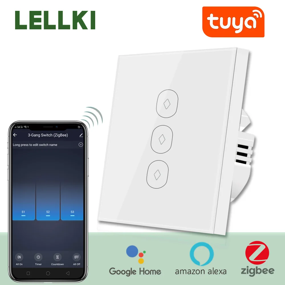 LELLKI Zigbee переключатель Tuya ЕС настенный сенсорный смарт светильник дистанционное