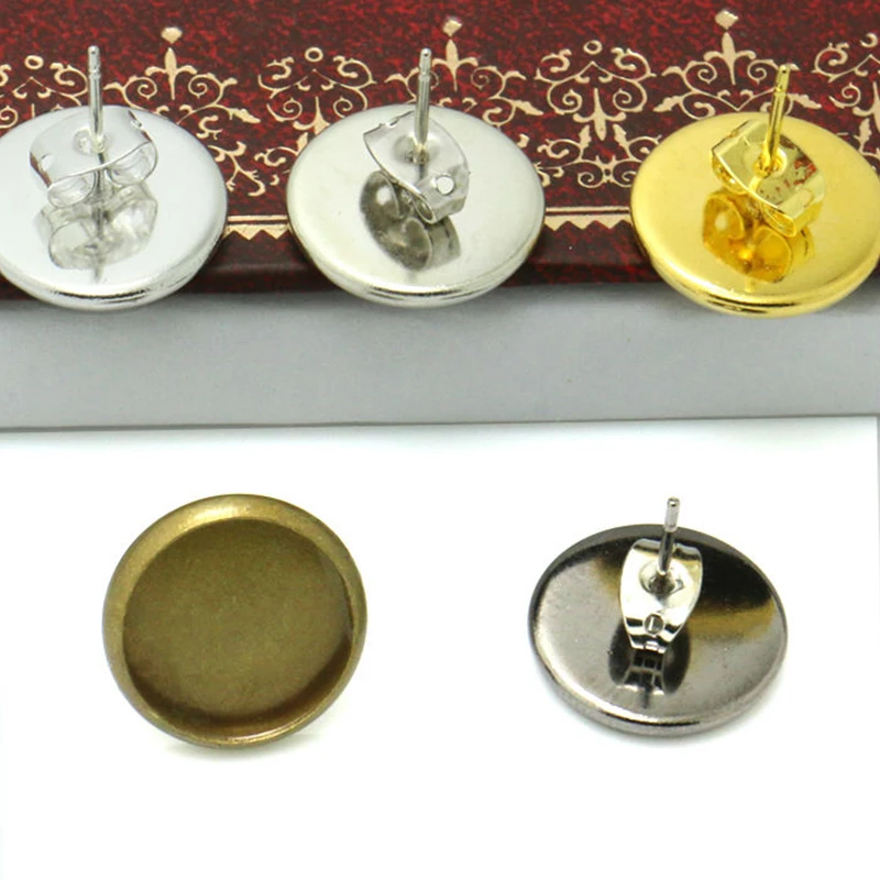 20pcs/lot 2020 New Copper Blank Earring Base Fit 10mm Cabochon Cameo Settings Bezel Tray DIY Jewelry Making Accessories