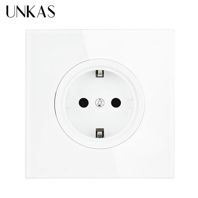 UNKAS кристальная стеклянная панель розетка Золотая зарядного устройства 16А