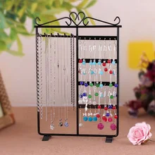 Hot 32 Holes 6 Hooks Earrings Stud Necklace Jewelry Display Jewllery Organization Multifunctional Metal Earring Display  Holder