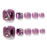 25pcsset fashion design purple translucent nail piece toe nail sticker waterproof toe nail wraps nail art stickers