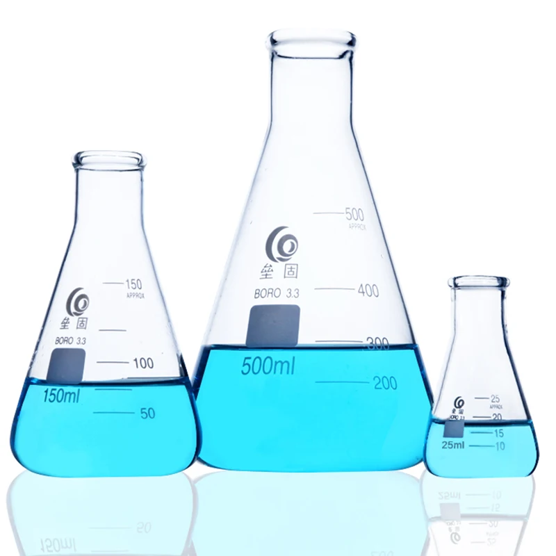 

50ml to 1000ml Erlenmeyer Borosilicate Glass Flask Wide Neck Flask Conical Triangular Flask Laboratory Chemical Equipment,