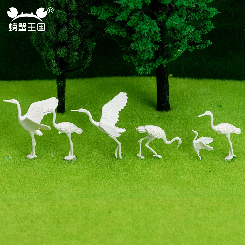 

10pcs plastic Birds Small figure Toy Red-crowned Crane Diorama Scenery Layout