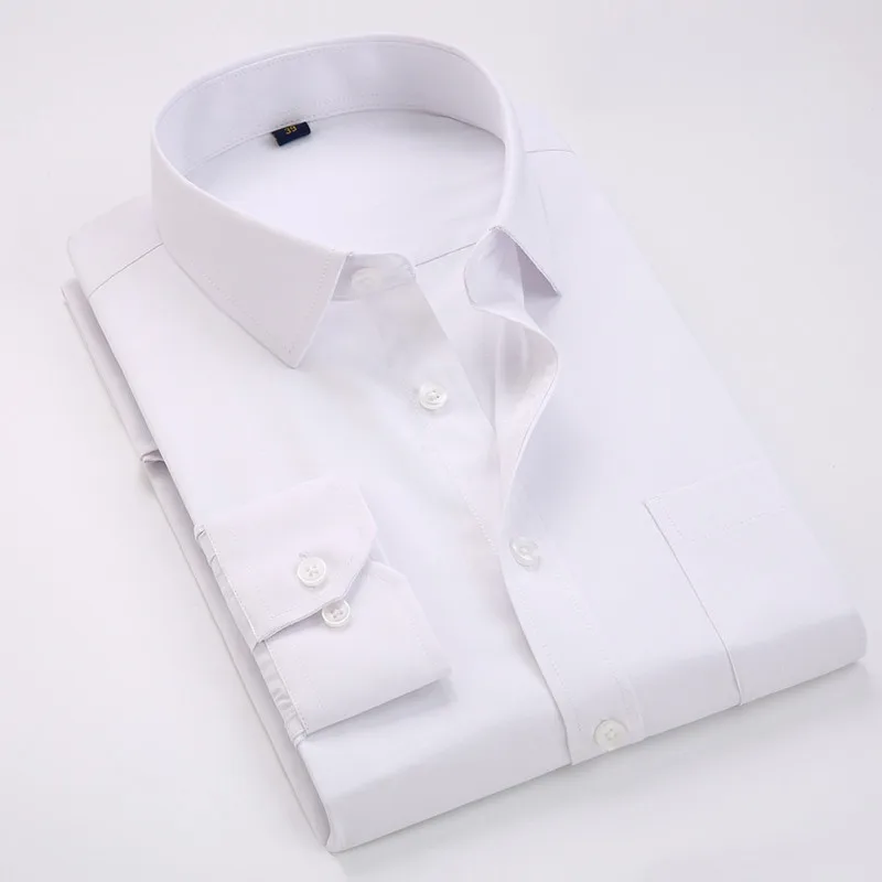 Удобные деловые мужские однотонные классические рубашки с длинным рукавом и