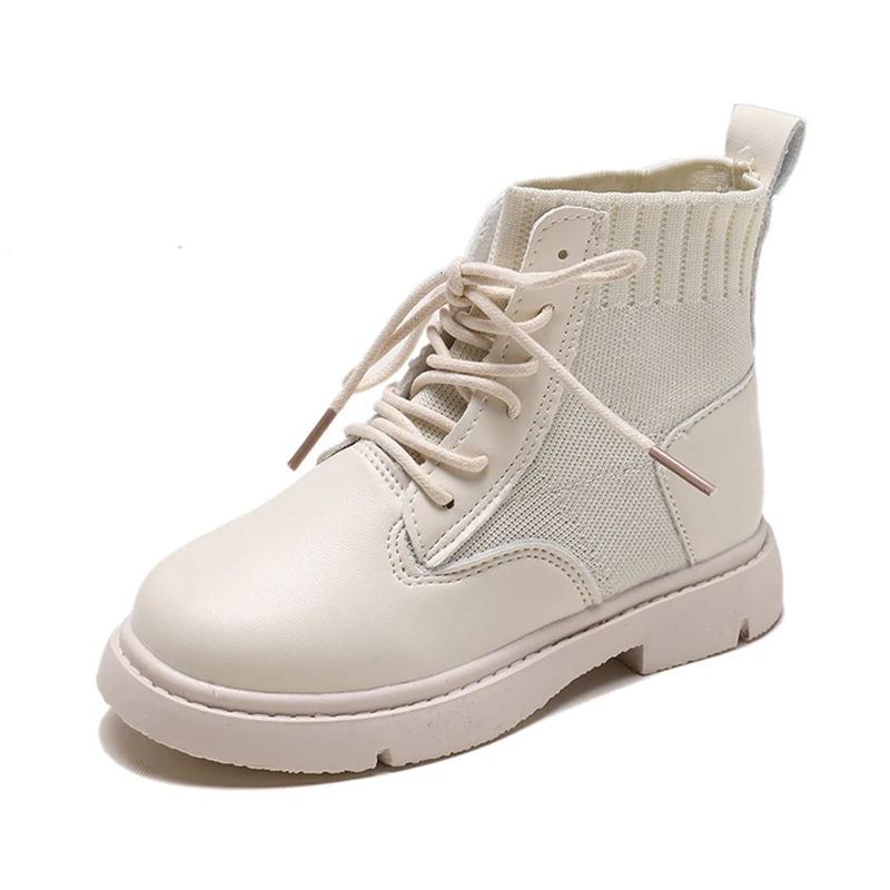 Осенние Лоскутные ботильоны для девочек вязаная обувь мальчиков детские рабочие