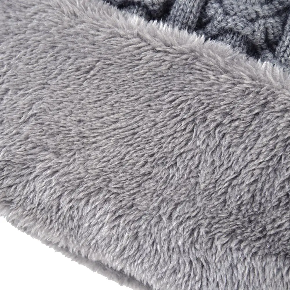 Толстая вязаная шапка Наборы для мужчин зимняя уличная теплая и шарф бархатные