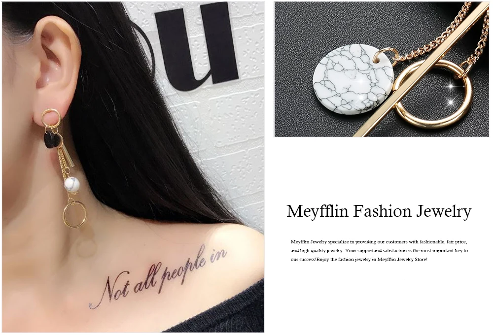 Meyfflin, черные, белые, каменные длинные висячие серьги для женщин,, корейская мода, висячие серьги с кисточками, Женские Ювелирные изделия, Brincos Bijoux