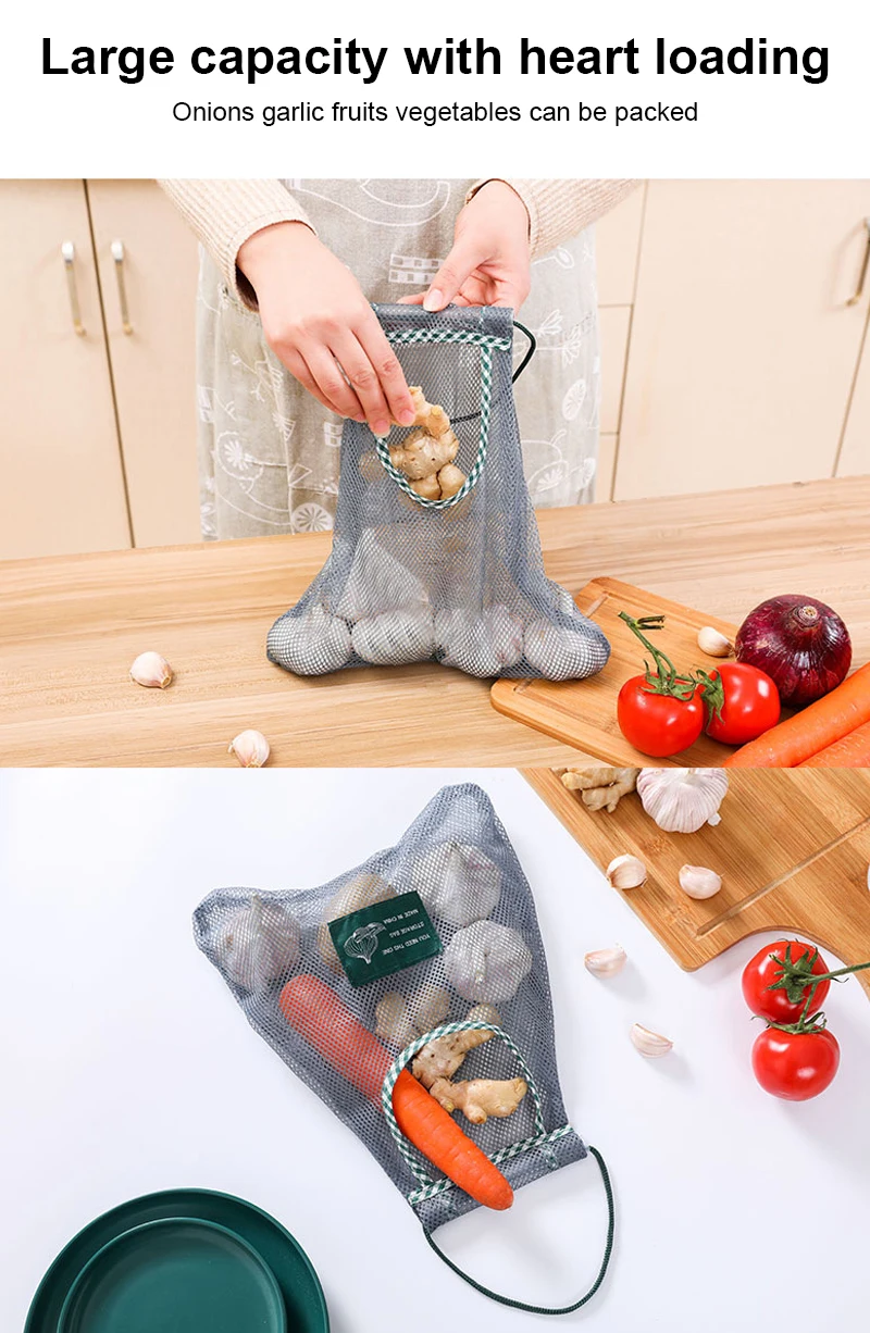 

Mesh Bag Can Hang Multi-purpose Ginger Garlic Onion Sorting Bag Storage Bag Creative Kitchen Fruit and Vegetable Storage