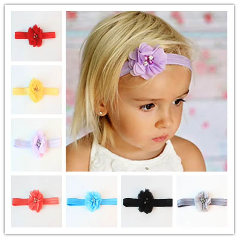 Детская повязка на голову с бусинами и цветами ручной работы эластичная для