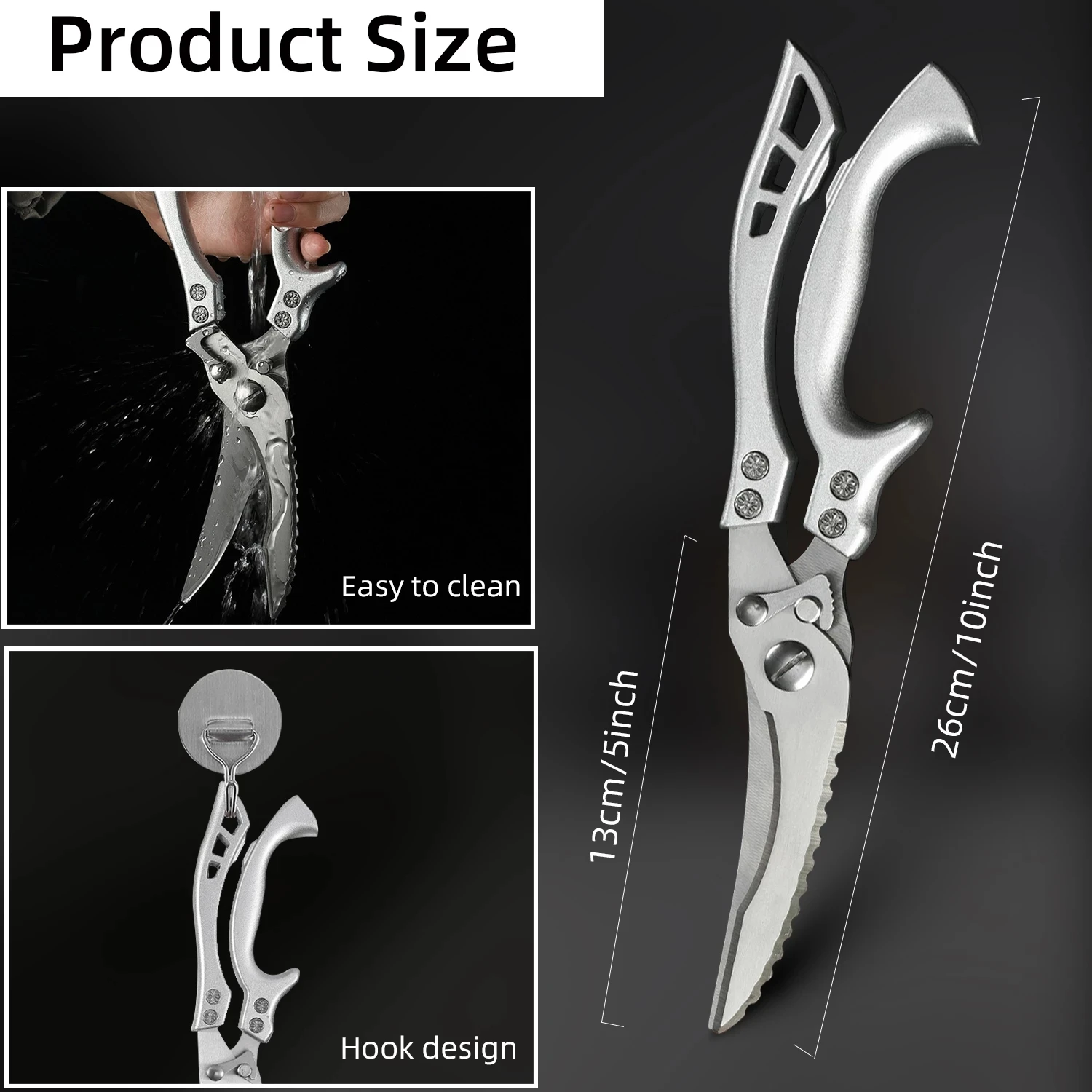 Chicken Bone Kitchen Scissors Shears Duck Fish Cutter 4Cr13 Stainless Steel Scale Clean Cook Knife | Дом и сад